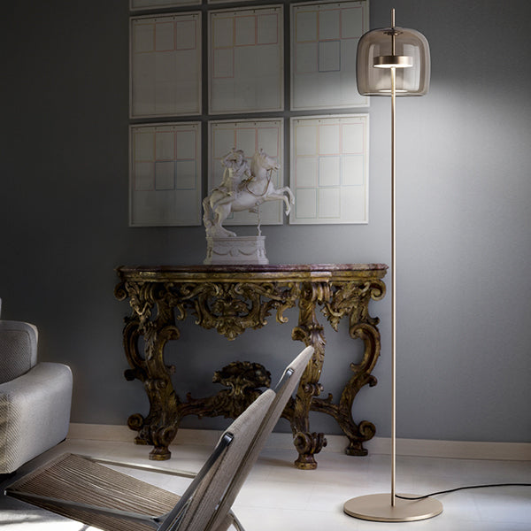 Luxiono Lighting Glass Floor Lamp with Matt Steel Structure & Blown Glass Shade | 68-Inch Modern LED Floor Light for Living Room & Bedroom – Luxiono Lighting