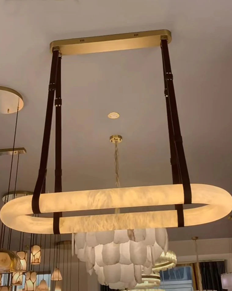 Luxiono Lighting LED Marble Design Leather Pendant Light, Suitable for Restaurant and Hotel Lighting fixtures,Modern