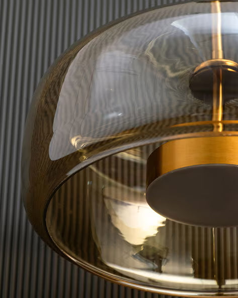 Luxiono Lighting LED Glass Amber Gold Pendant Ceiling Light - Warm White