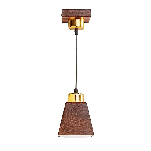Luxiono Lighting  Sheesham Wood Hanging Jhumar Pendant Ceiling Light | in-Built 10W Warm White LED | Classic Home Decor | Aesthetic and Fancy | Bedroom, Living Room, Kitchen, Dining Room, Hallway