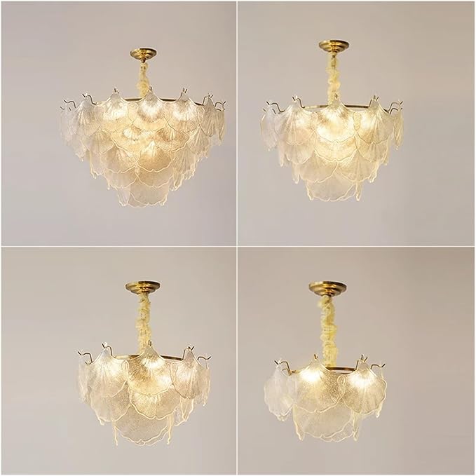 Modern French Glass LED Chandelier – 3-Color Light Pendant for Dining Room, Bedroom & Living Room – Luxiono Lighting