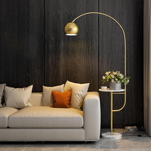 Luxiono Lighting Gold Metal Floor lamp with Table Living Room Light for Home Lighting Standing lamp - Gold