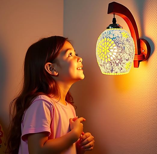 Luxiono Lighting Decor Wall Hanging Light for Home Decoration, Wall Lights for Living Room Modern, Bedroom Lamp (Handcrafted Glass, Multi-Color, 11 Inch)