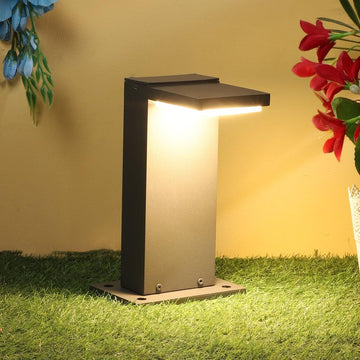 Luxiono Lighting L-Shaped Bollard Garden Light | Black Square Led Outdoor Post Light | Ip65 Household Waterproof Pole Lantern Lamp Pillar Lights