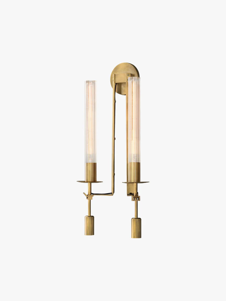 2-Head Glass Wall Light – Gold Finish for Living Room | Luxiono Lighting