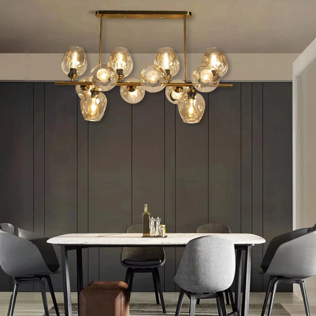 Efivos Exodus 12-Head Chandelier in Matte Gold with Smokey Grey Glass – Luxiono Lighting