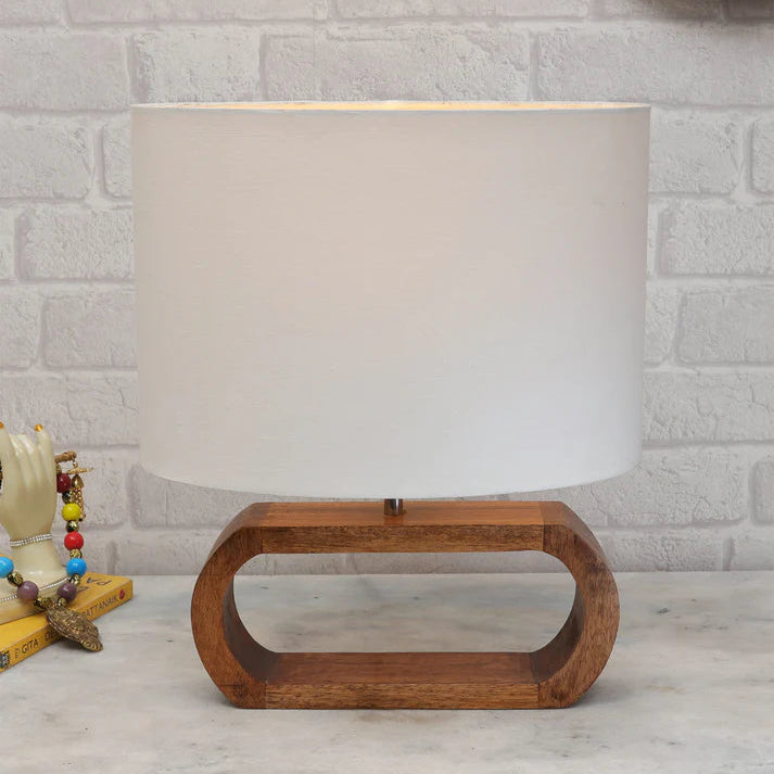 Luxiono Lighting Wood Table Lamp French Country Rustic Bedside Desk Nightstand Lamp for Bedroom Living Room Office LED Bulb Included, (Walnut Oblong, Oval)