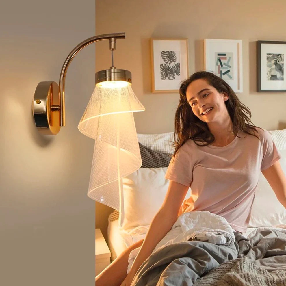 Gold Spiral LED Wall Sconce – 3-Color Modes | Decor Chronicle