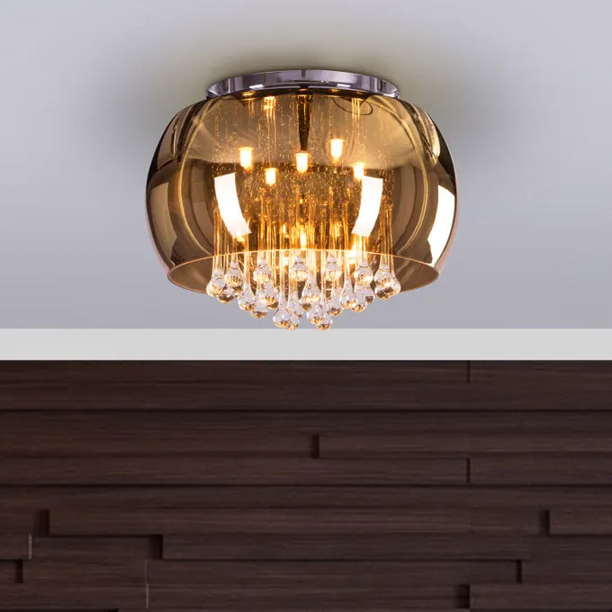 Enchanted Gold Mirror Finish Ceiling Crystal Chandelier (40 cm) – Luxiono Lighting